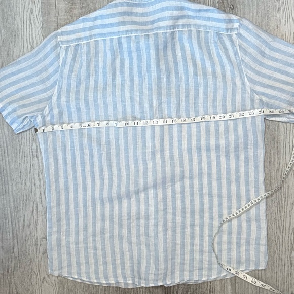 Faherty Short-Sleeve Palma Linen Shirt Men’s XL Horizon Ivory Stripe - Picture 10 of 11